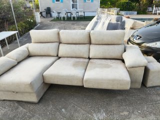 Sofá Chaise Longue Beige Tela
