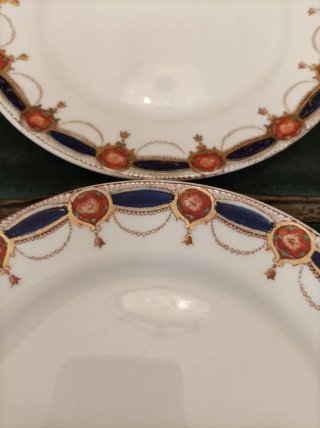 Juego 3 Platos Porcelana Antigua Dorados