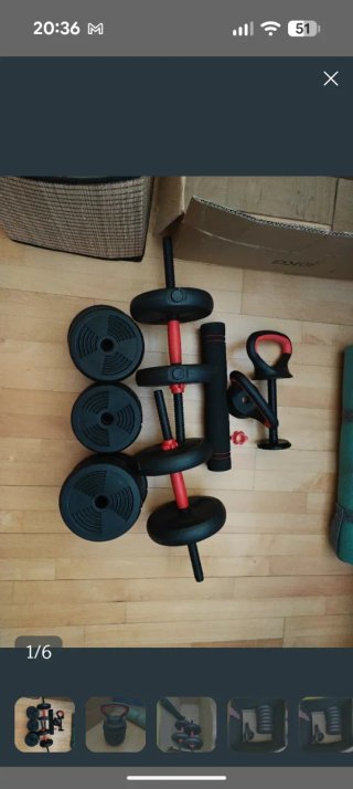 Lote de pesas y accesorios fitness