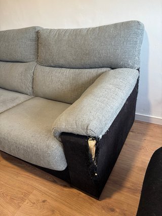 Divano a 2 posti in velluto beige e grigio