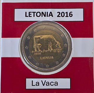 Moneda Letonia 2016 La Vaca