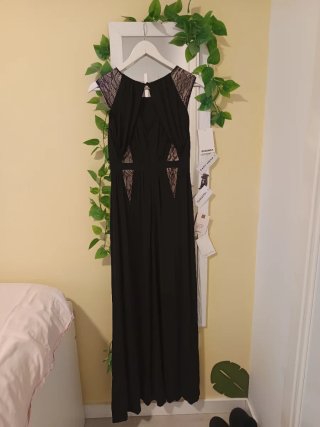 Vestido largo ceremonia encaje negro