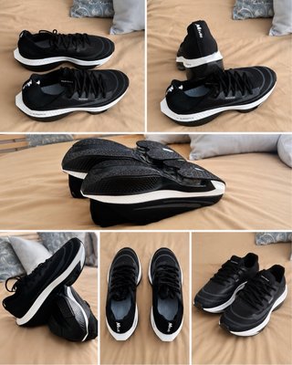 Zapatillas Negras y Blancas estilo zoomx.