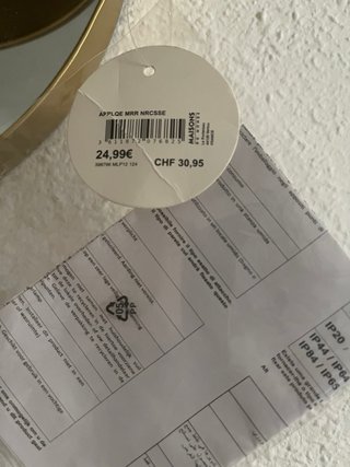 Lámpara de pared espejo dorado