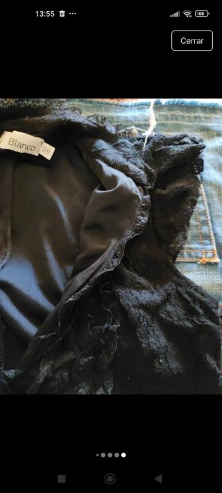 Vestido encaje lazo falda vaquera Blanco