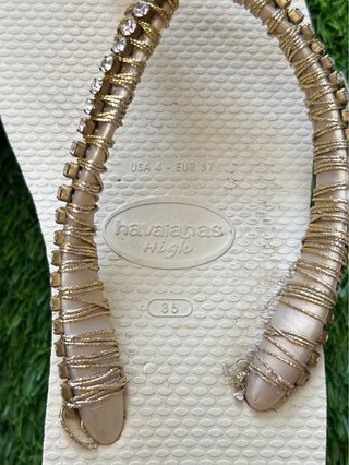 Chanclas Havaianas High Beige y Doradas Talla 37