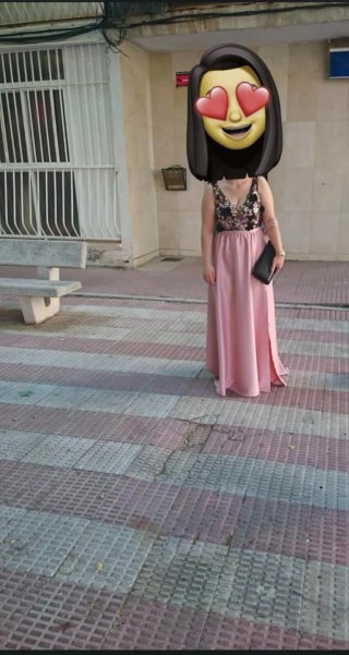 Vestido elegante negro y rosa