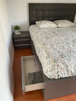 Cama 160x200 Gris con 4 cajones para almacenaje