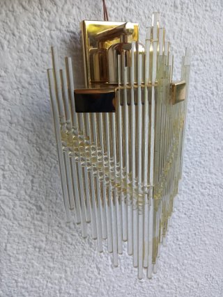 Lámpara de pared dorada y cristal 30cm