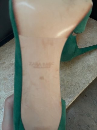 Zapatos Zara Salón Tacón Verdes Talla 41