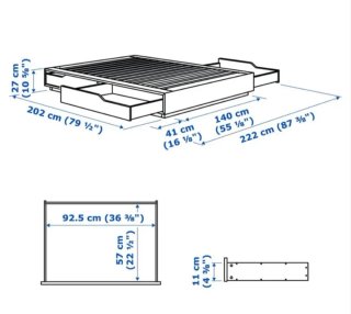 Cama Ikea 135cm con cajones