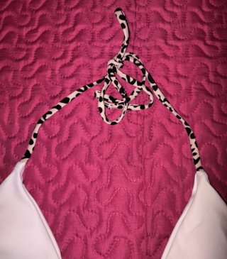 Bikini Blanco con Estampado Leopardo