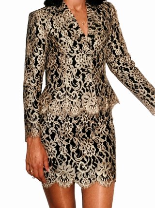 Traje de fiesta Orna Farho negro y dorado