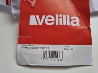 Gorro de cocina Velilla blanco nuevo