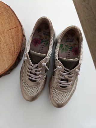 Zapatillas Hispanitas Verano Oro y Verde Oliva