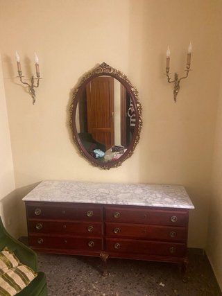 Mueble tocador madera y mármol
