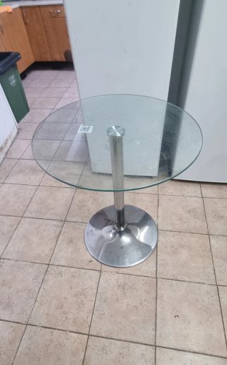 Mesa alta cristal y acero inoxidable