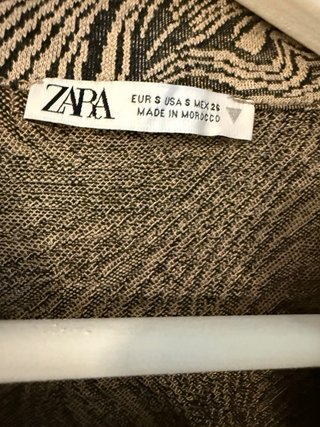 Camisa Zara Estampado Cebra Beige y Negro