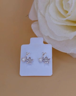 Pendientes Acero Plateado Circonita