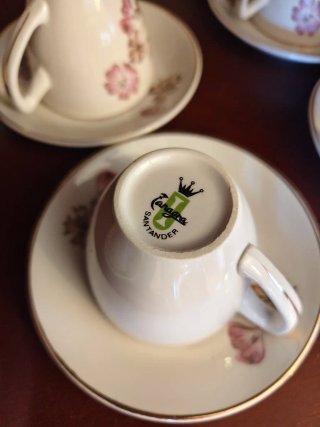 Juego vintage de café o té de porcelana, años 70