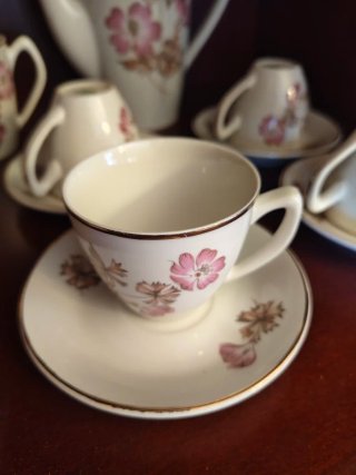 Juego vintage de café o té de porcelana, años 70