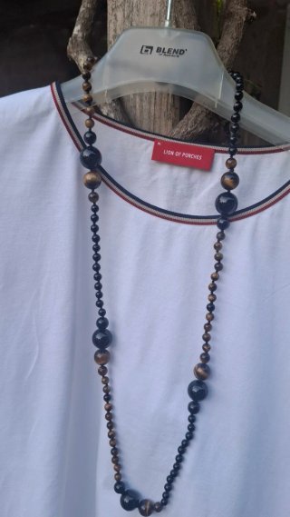 Elegante collar Ónix y Ojo de Tigre