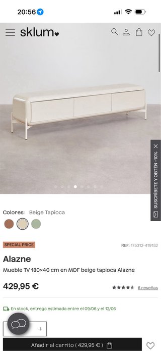 Mueble TV Alazne Beige Tapioca 180x40c