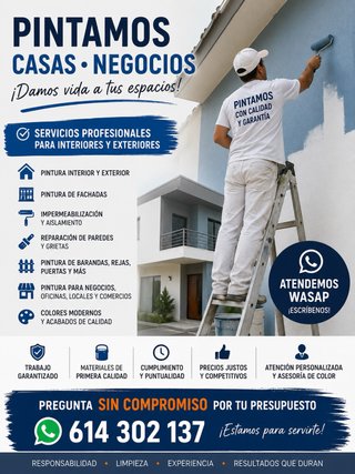 Pintamos casas, pisos, locales y negocios.