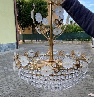 Lampadario goccia oro cristalli funzionante