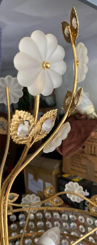 Lampadario goccia oro cristalli funzionante