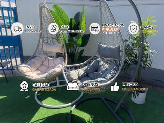Silla Mecedora Colgante con Cesta Gris