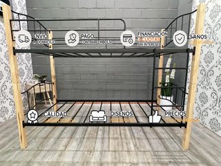 Litera Doble Cama de Madera y Metal 90x190cm
