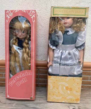Pareja Muñecas Porcelana vintage años 90