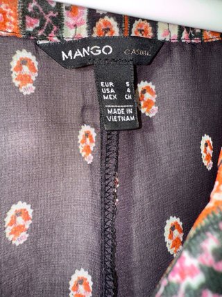 Blusa kimono Mango estampada marrón y naranja