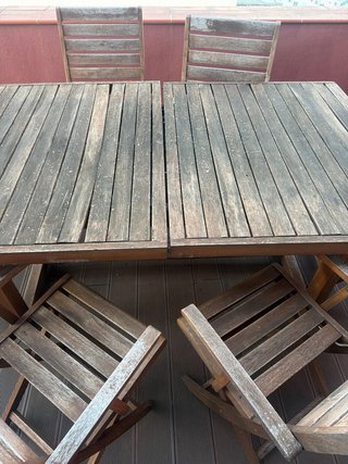 OFERTON Mesa  terraza  de madera + 6 sillas