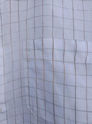 Camisa de lino a cuadros verde y camel