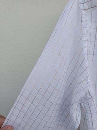 Camisa de lino a cuadros verde y camel
