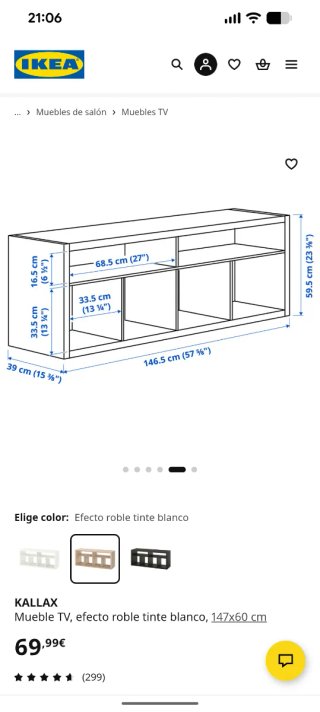 Mueble TV IKEA Kallax efecto roble