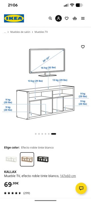 Mueble TV IKEA Kallax efecto roble