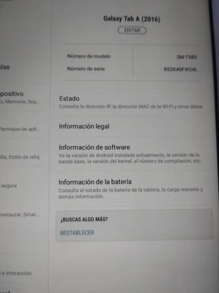 Samsung Galaxy Tab A T580 Blanca