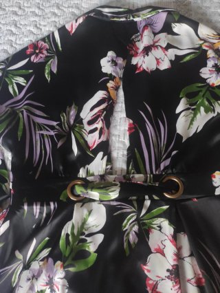 Vestido camisero raso estampado T L