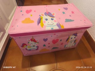 Baúl Plegable Infantil Unicornios Rosa