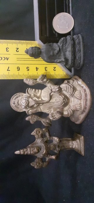 3 Figuras en bronce de Buda, Ganesha y Lakshmi.