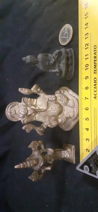 3 Figuras en bronce de Buda, Ganesha y Lakshmi.