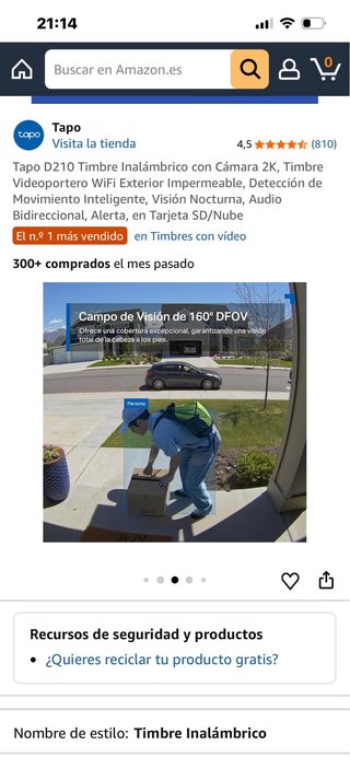 Timbre Inalámbrico Tapo D210 2K