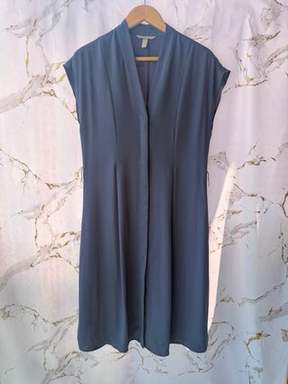 Vestido camisero fluido azul talla S