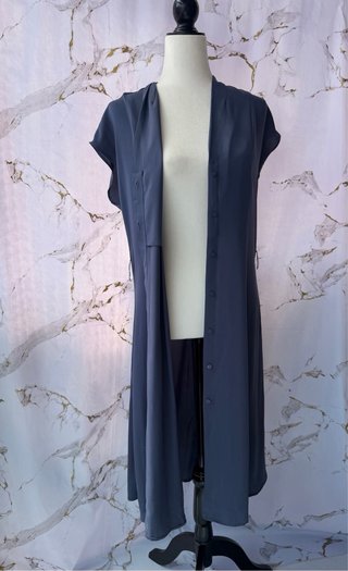 Vestido camisero fluido azul talla S