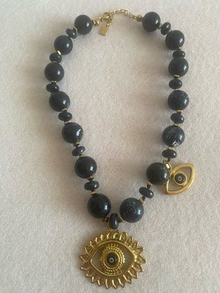 Colar Somini preto e dourado