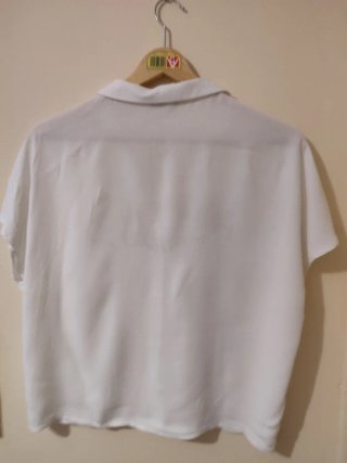 Blusa Bershka Blanca Manga Corta