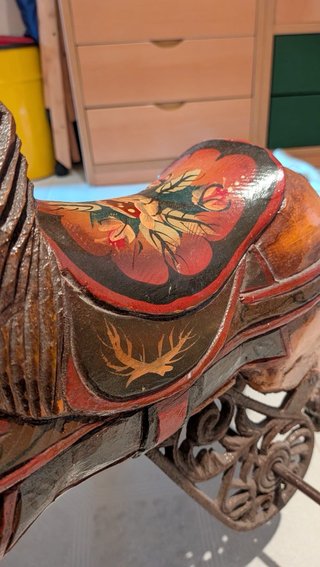 triciclo caballo de juguete antiguo hierro y mader